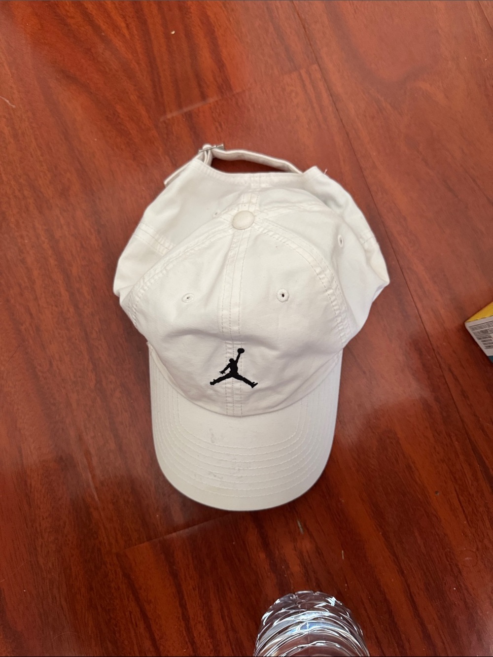 Jordan White Baseball Cap with Black Jumpman Logo